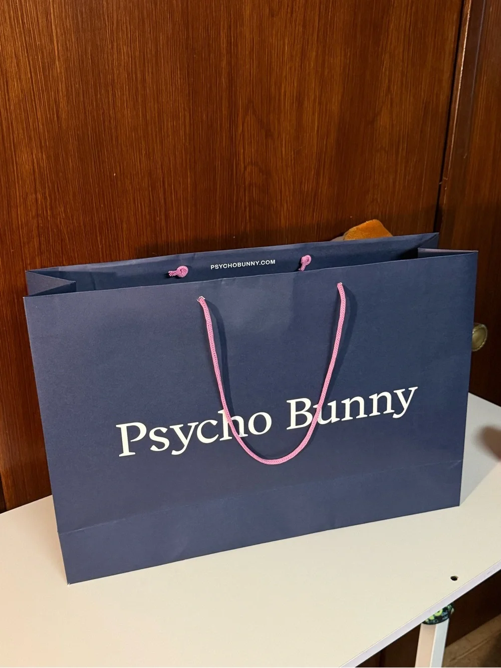 Psycho Bunny Shopping Bag  with Pink Rope Handles